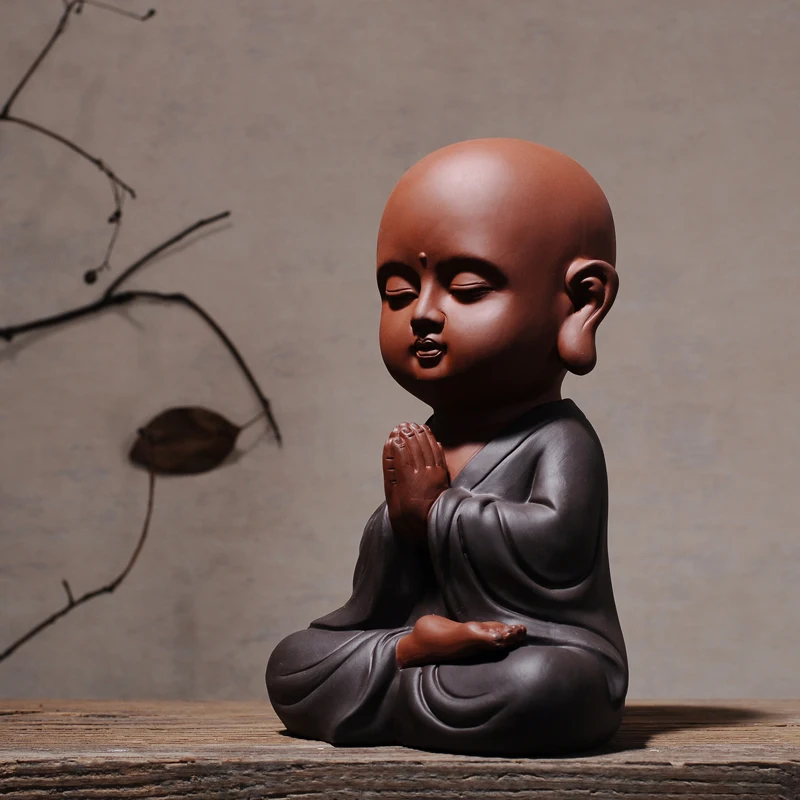 

Large creative Little monk Fine purple sand Zen Ornaments Ceramic crafts Shelf Home Decorations Small Novice