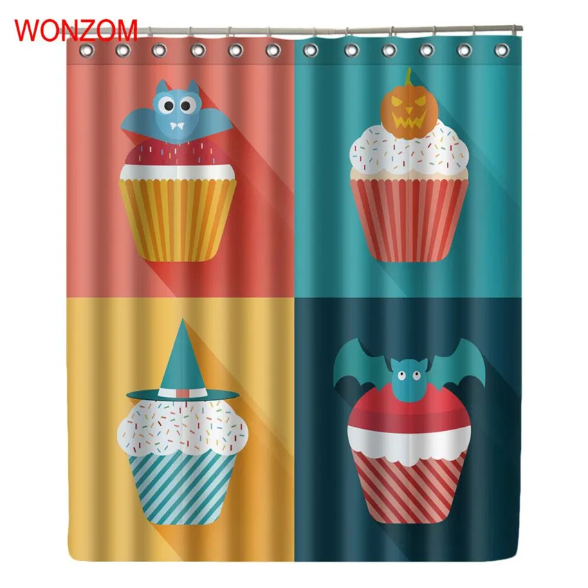 

WONZOM Funny Shower Curtains with 12 Hooks For Bathroom Decor Modern Halloween Bath Waterproof Curtain Bathroom Accessories