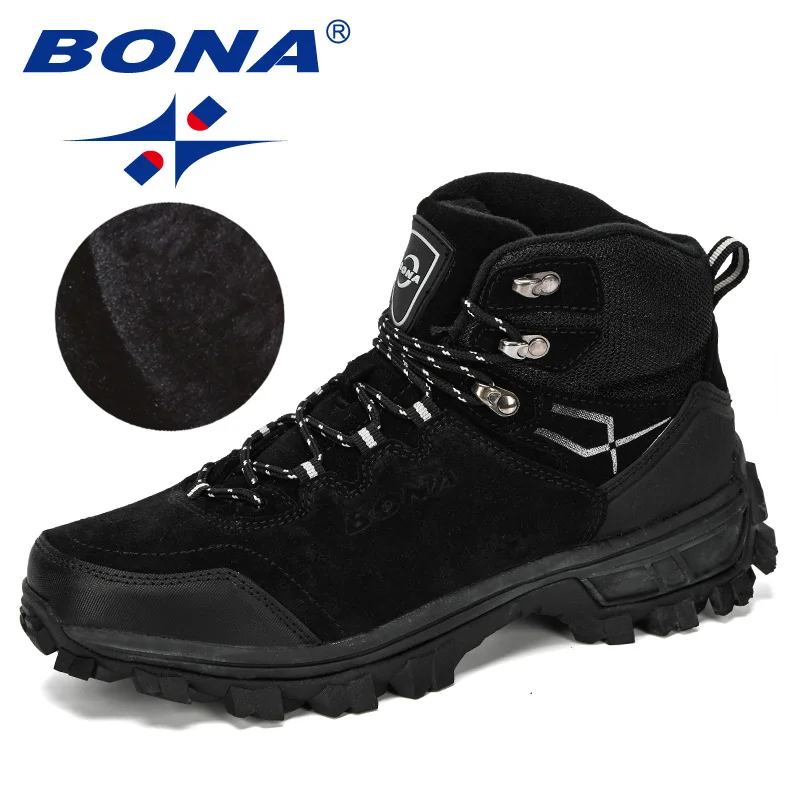 BONA/Новинка года; Дизайнерская обувь из натуральной кожи для походов; зимние кроссовки для мужчин; Мужская тактическая обувь для охоты; теплая плюшевая обувь