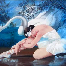 Балетная Лебедь художественная ручная роспись креативная цифровая самодельная картина маслом живопись по номерам 24 цвета пигментная кисть