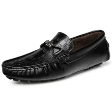 Мужская Мода Повседневное Разделение кожи фасоли обувь мужской большой Размеры удобные осенние для вождения в британском стиле белый ленивый обувь Бангладеш
