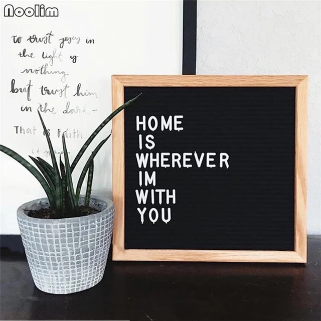 NOOLIM Felt Letter Board Sign Message Home Office Decor Board Oak Frame  White Letters Symbols Numbers Characters Bag 10 * 10 - AliExpress