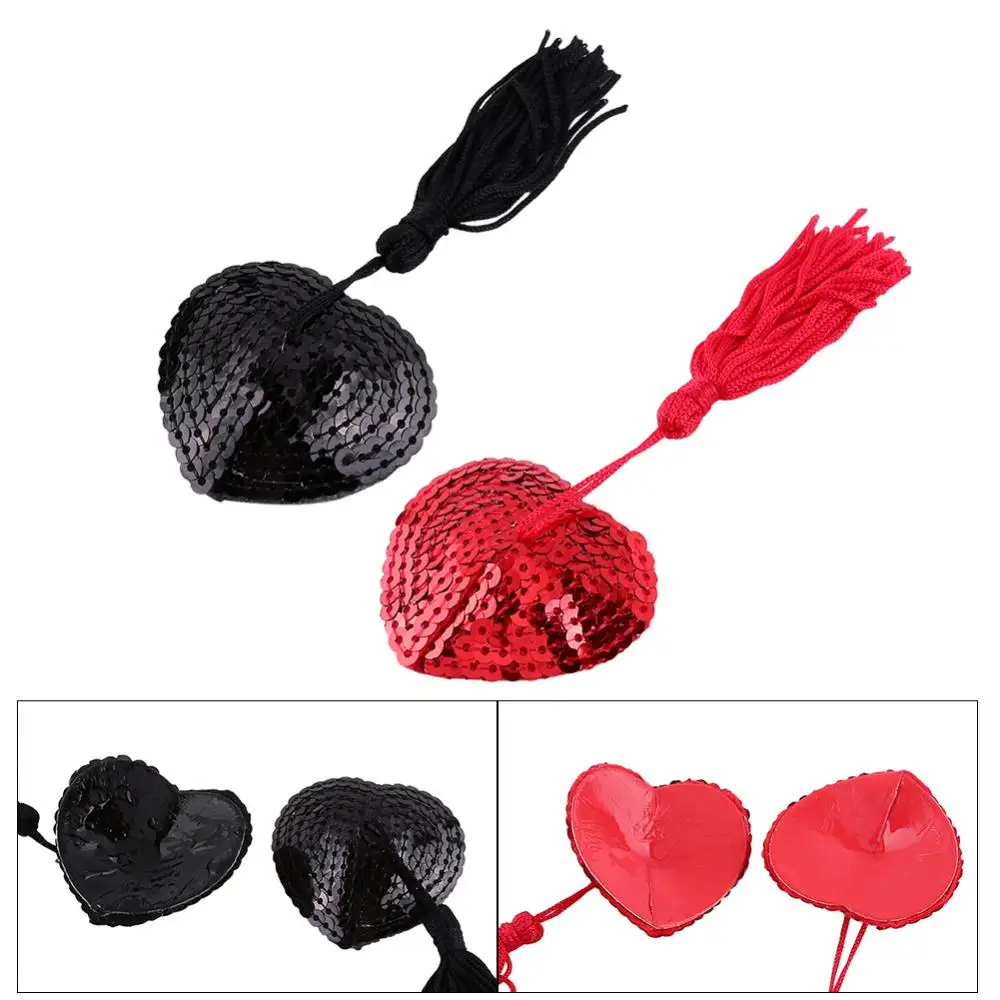 

1 Pair Chest Paste Charming Bra Couples Flirting Bra Sexy Heart Sequin Pasties Breast Bra Adhesive Nipple Cover Erotic Lingerie
