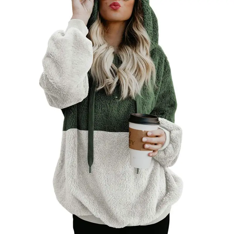 2019 Streetwear Fur Sweatshirt Oversized Hoodies Fashion Zipper Autumn Pullover Long Sleeve Faux Fl