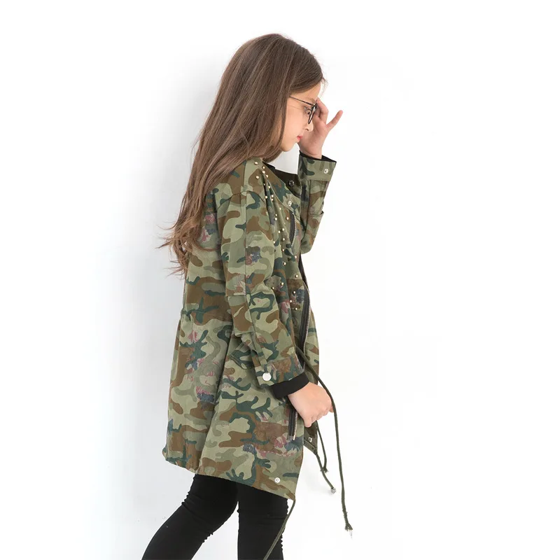 Sweety Kids 4 Color Camo Pattern Zip Up 3 Pocket Hooded Windbreaker Jacket