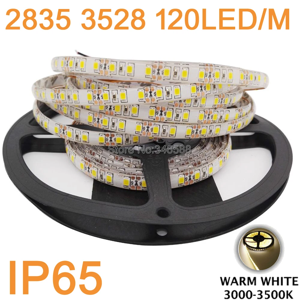 5 м/лот 12 В IP65 водонепроницаемая 3528 2835SMD 600 Светодиодная лента световая полоса 120