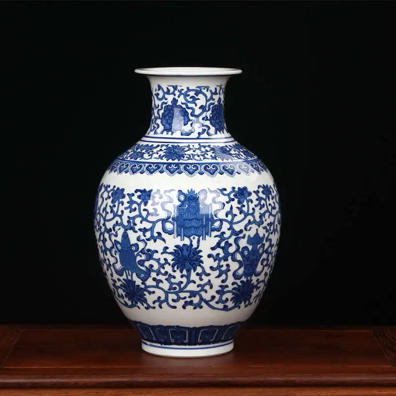 Фарфоровая ваза Цзиндэчжэнь китайская керамическая ваза Китай цветочный горшок ваза современные китайские ремесла белого и голубого цвета, ваза для домашнего декора - Цвет: design 7