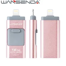 2pcs/lot Wansenda 3 in 1 OTG 3.0 USB Flash Drive high speed pen drive for iPhone /ipad/ Android usb stick flash drive pendrive