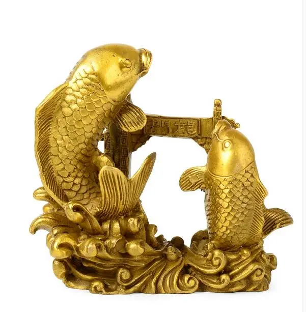 Chinese Bronze Feng Shui Yu Cyprinoid Bronze Statuein Statues