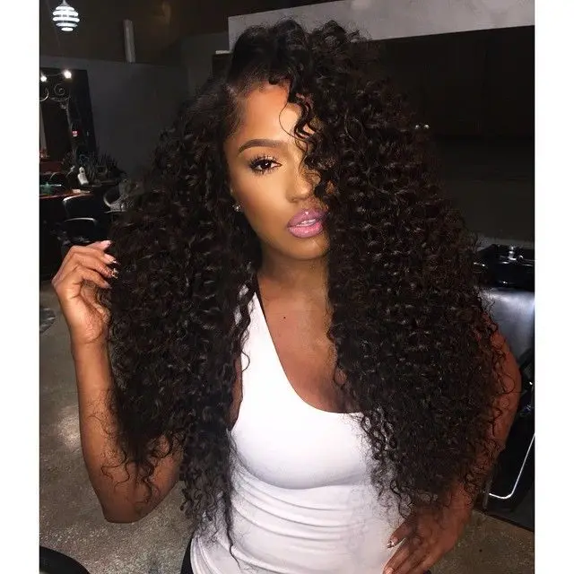 fashion ciara long kinky curly hair malaysia hair lace front wig with