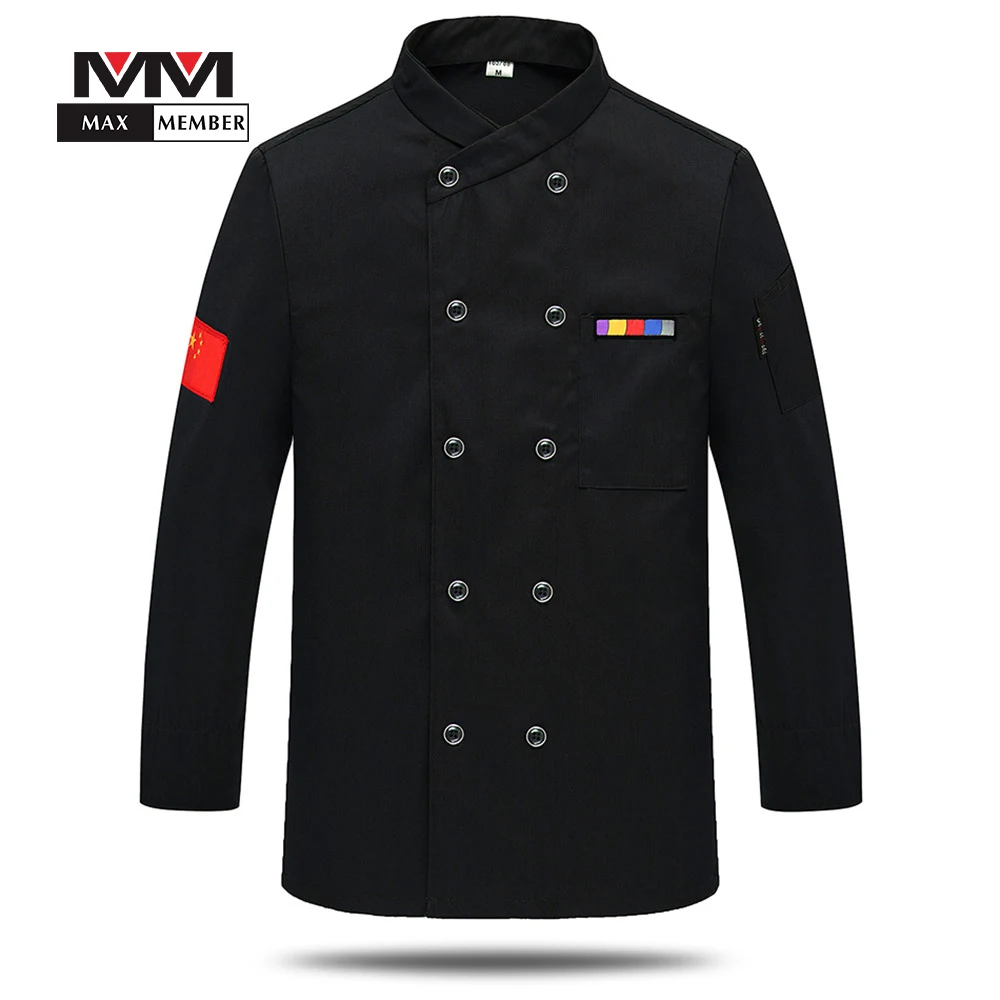 

M-3XL Unisex Chinese Restaurant Chef Work Uniforms Kitchen Wear Clothes Long Sleeve Breathable Jacket Cook Coat