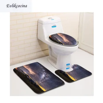 

Free Shipping 3pcs Dark Starry Banyo Paspas Bathroom Carpet Toilet Bath Mats Set Non Slip Pad Tapis Salle De Bain Alfombra Bano