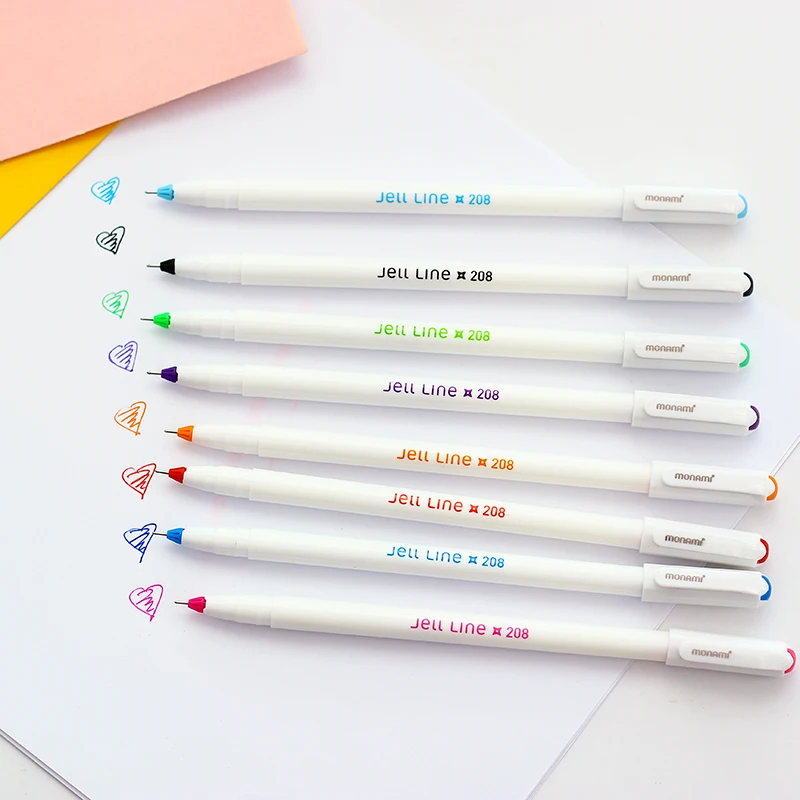 8 color Jell line gel pen set Star cap 0.4mm ballpoint liner ink pens drawing art Stationery Office School supplies FB982