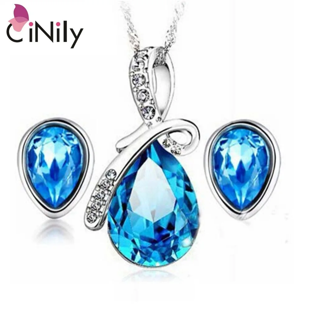 CiNily 100 925 Sterling Silver Created Aquamarine Cubic Zirconia for