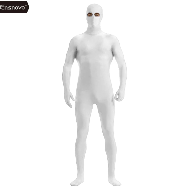 Ensnovo Adult Black Open Eyes Nylon Zentai Second Skin Tight Suits Full Body Halloween Cosplay Costumes Spandex