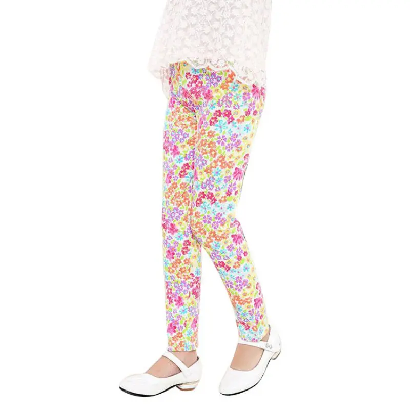 Весенне-летние леггинсы для девочек повседневные винтажные детские штаны с цветочным принтом милые штаны с эластичной резинкой на талии для девочек От 2 до 14 лет - Цвет: C