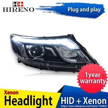 

Hireno Headlamp for 2010-2014 KIA K2 RIO Headlight Headlight Assembly LED DRL Angel Lens Double Beam HID Xenon 2pcs