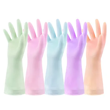 

1Pair Rubber Latex Gloves Kitchen Dish Cleaning Clothes Washing Gloves Waterproof Thin Household Cleaning Accessories