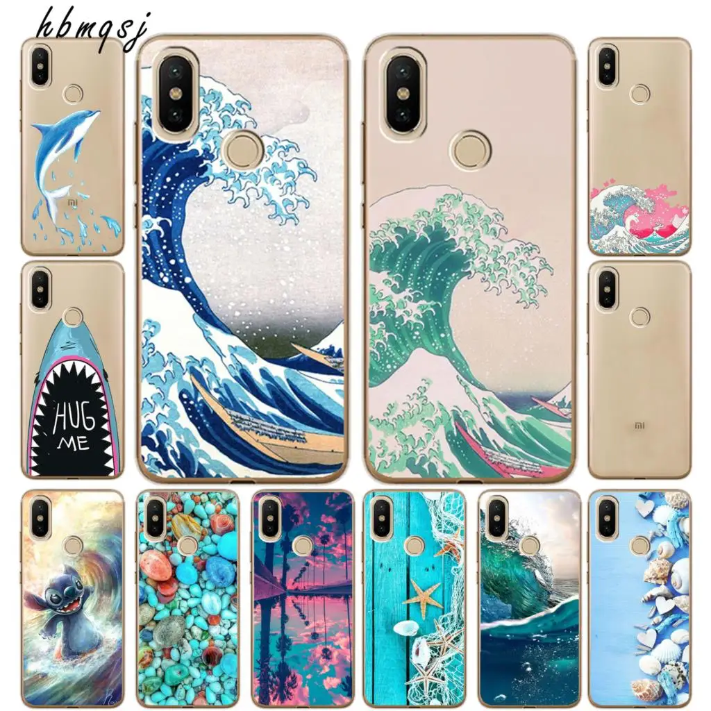 Soft tpu for xiaomi mi a2 lite redmi 6 pro case 5.84 inch silicone cartoon sidi shark surf mobile phone back |