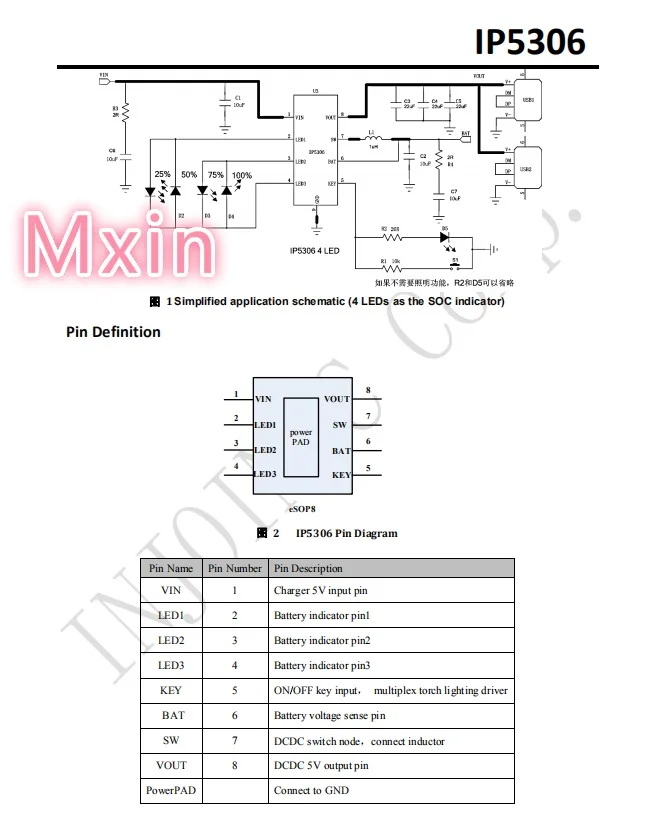 10 шт. и IP5306 ESOP8 IP5306-standard 4,2 V IP5306-biaozhun