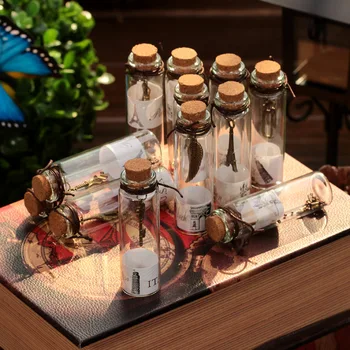 

1Set/box Vintage Lucky Glass Jar Hanging Decorative Crafts cross Christmas Gift ClearTransparent Small Bottles with Corks Bottle