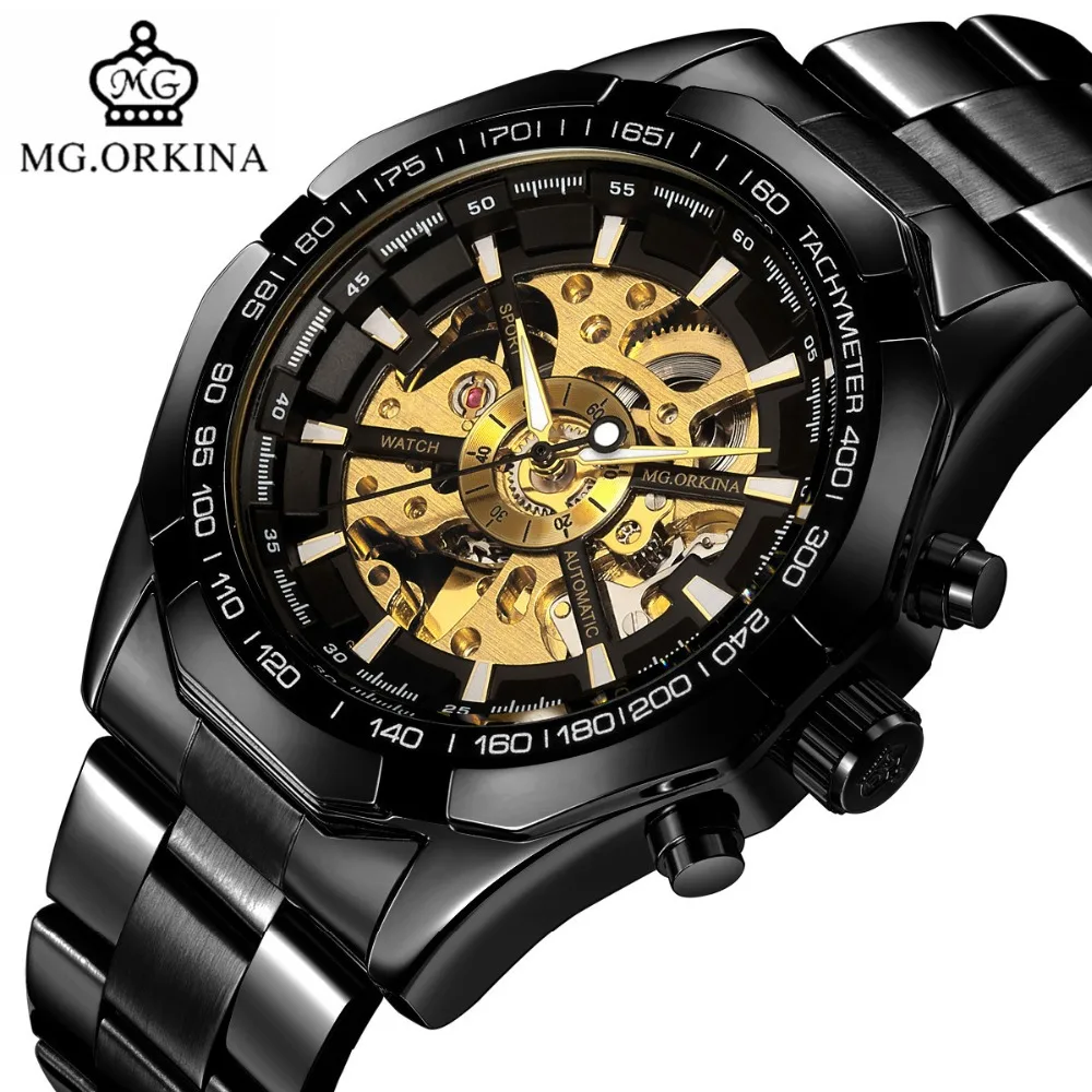 black skeleton automatic watch men-5