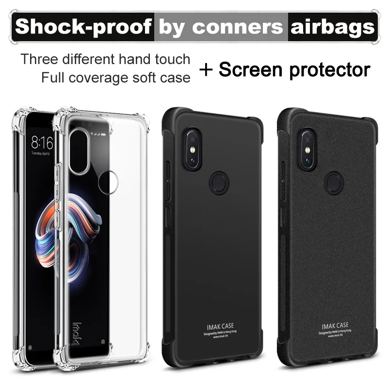

IMAK Corners Airbag Shock-Proof Case for Xiaomi Redmi Note 5 Pro Soft TPU Case Redmi Note5 Pro Full Cover Matte Case Screen Film