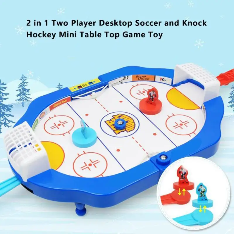 2 In 1 Two Player Desktop Soccer And Knock Hockey Mini Table Top
