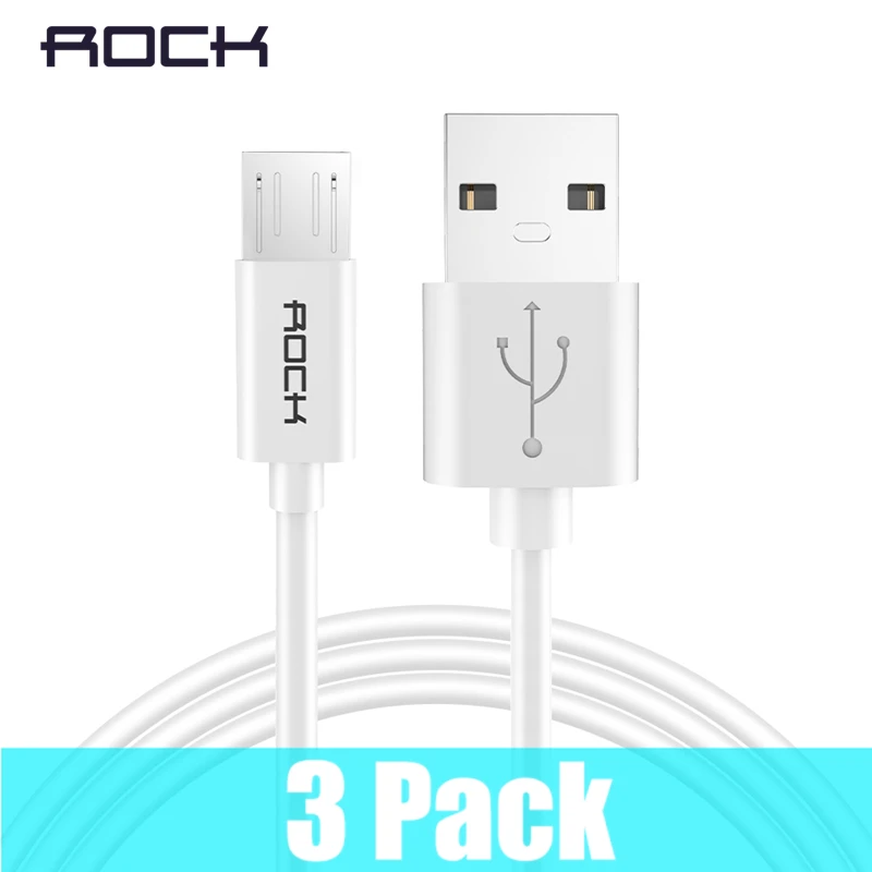 3 шт. в упаковке ROCK Micro Usb кабель 5V2A Быстрая зарядка Usb ЗУ для мобильного телефона шнур для SamSung Xiaomi huawei Android синхронизация Дата кабель