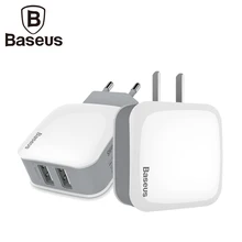 Baseus 5V2.4A Dual 2 Ports USB Wall Charger Adapter US EU Plug Travel Wall USB Charger Mobile Phone Charger For Smartphone