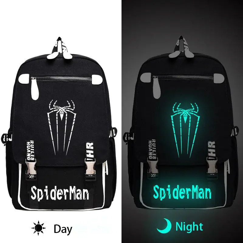 

Spider-man Avengers Luminous Backpack Superhero Canvas School Bag for Teenage Girls Boys Fans Travel Bags Laptop Backpack