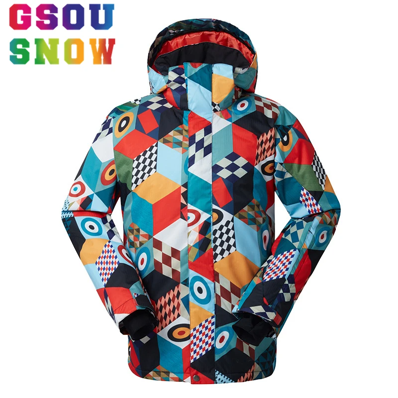 Gsou الثلوج شتاء الرجل snowboard دثار ملابس التزلج سترة الدفء للماء ويندبروف الدفء تنفس التزلج دعوى معطف