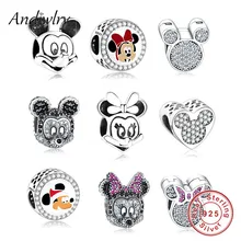 Fit Pandora шармы 925 пробы серебро браслет бусины Микки, Минни шармы мультфильм бусины для изготовления ювелирных изделий Berloque