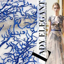 CA081 120cm Width 5yds lot Embroidered Blue Lace Fabric for Wedding font b Dress b font