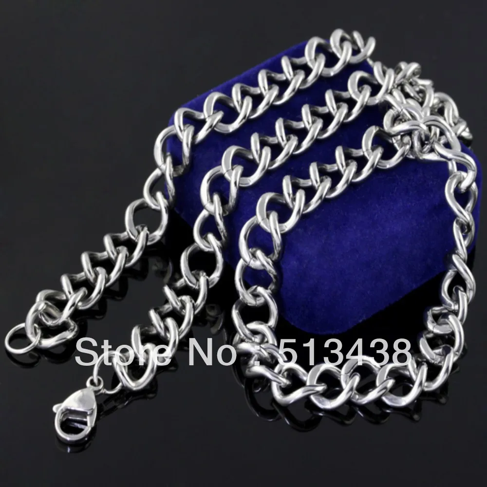 22.6'' classic jewelry men's silver Stainless Steel huge 10mm link
