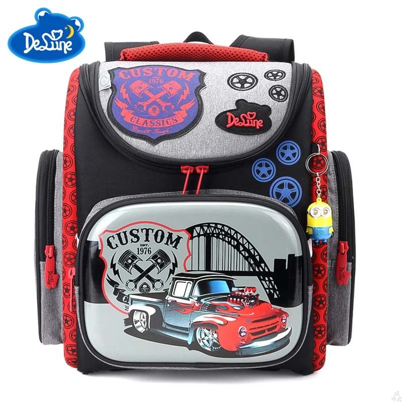 

Fashion School Bags Bear Dog Car Backpack for Girls Boys Children Orthopedic Backpacks Delune Durable Mochila Escolar Grade 1-5