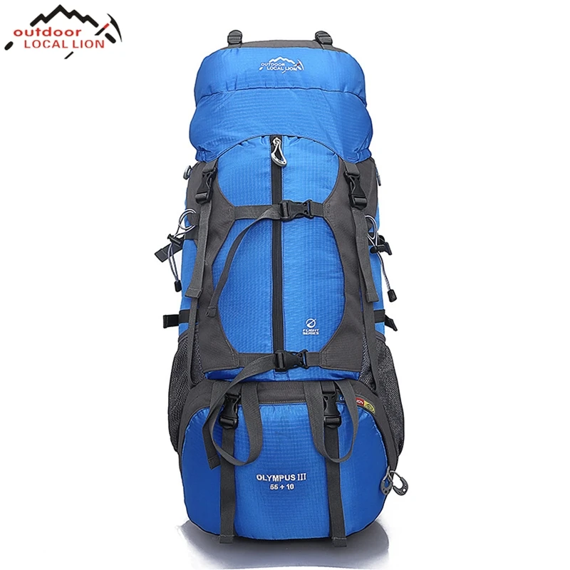 

LOCALLION Outdoor Backpack 55L+10L Water Resistant Sport Backpack Camping Travel Pack Climbing Hiking Waterproof Trekking Bag