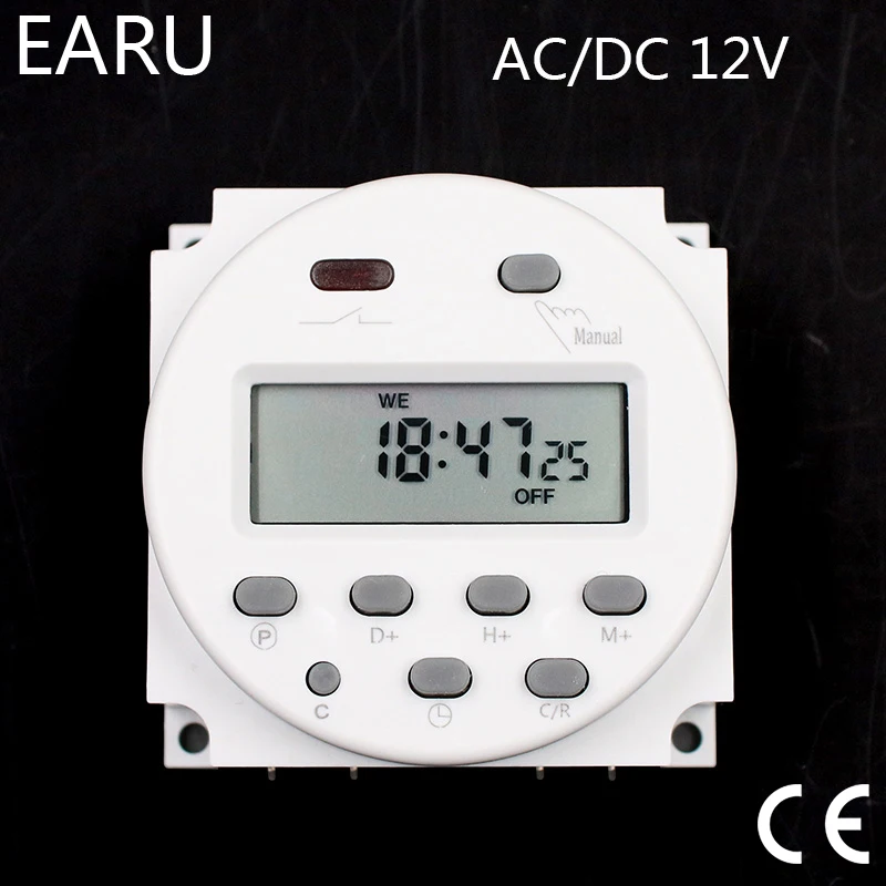 CN101A DC 12V Mini LCD Num/érique LCD Puissance Programmateur Hebdomadaire Commutateur de Relais Minuterie Num/érique Commande de Minuterie de Puissance avec couvercle /étanche Blanc