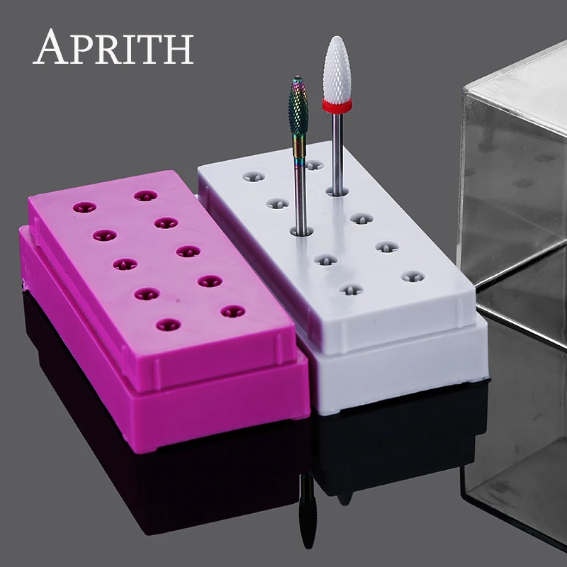 

APRITH 2 Color Nail Drill Holder Nail Manicure For Machine Accessory 10 Holes Exhibition Displayer Nail Salon Tool