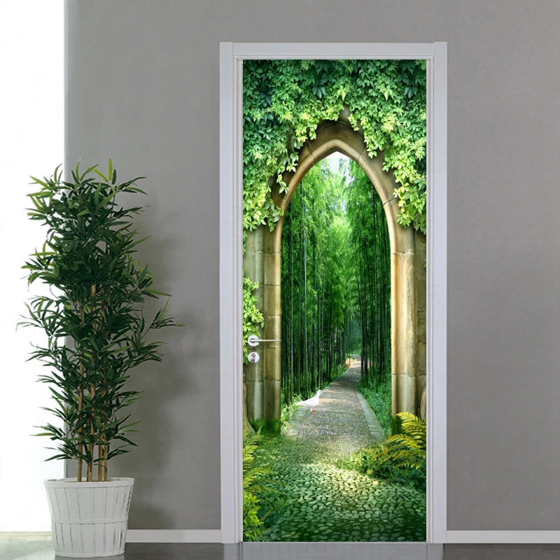 Green Forest Path Landscape Door Sticker 3d Living Room Study Home