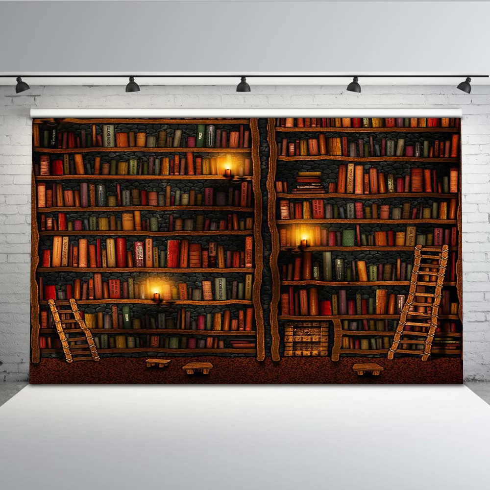 

Mehofoto graduation background Library Backdrop for Book Shelf Photo Shoot Studio Back to School for Photography Y-524
