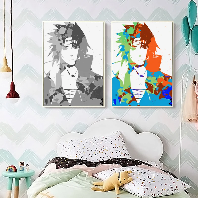 Аниме Наруто Uzumaki Naruto Uchiha Sasuke живопись на холсте мультфильмы Художественная