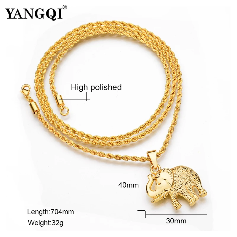 YANGQI хип хоп браслет со слоном золотистого цвета из нержавеющей стали ожерелье