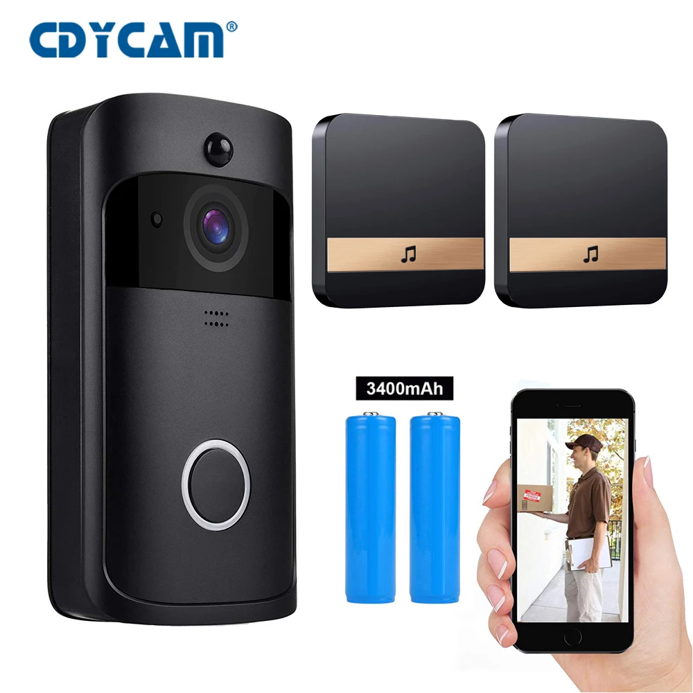 

CDYCAM IP Video Intercom Smart WIFI Doorbell HD 720P Camera Phone Night Vision IR Motion Detection Door 2pcs Battery By Powered