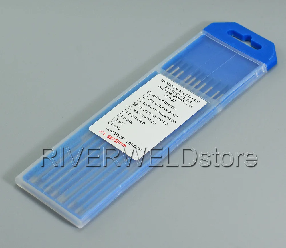 TIG Welding Tungsten Electrodes 2/% Ceriated 0.040” x 7” Grey, WC20 10-Pack