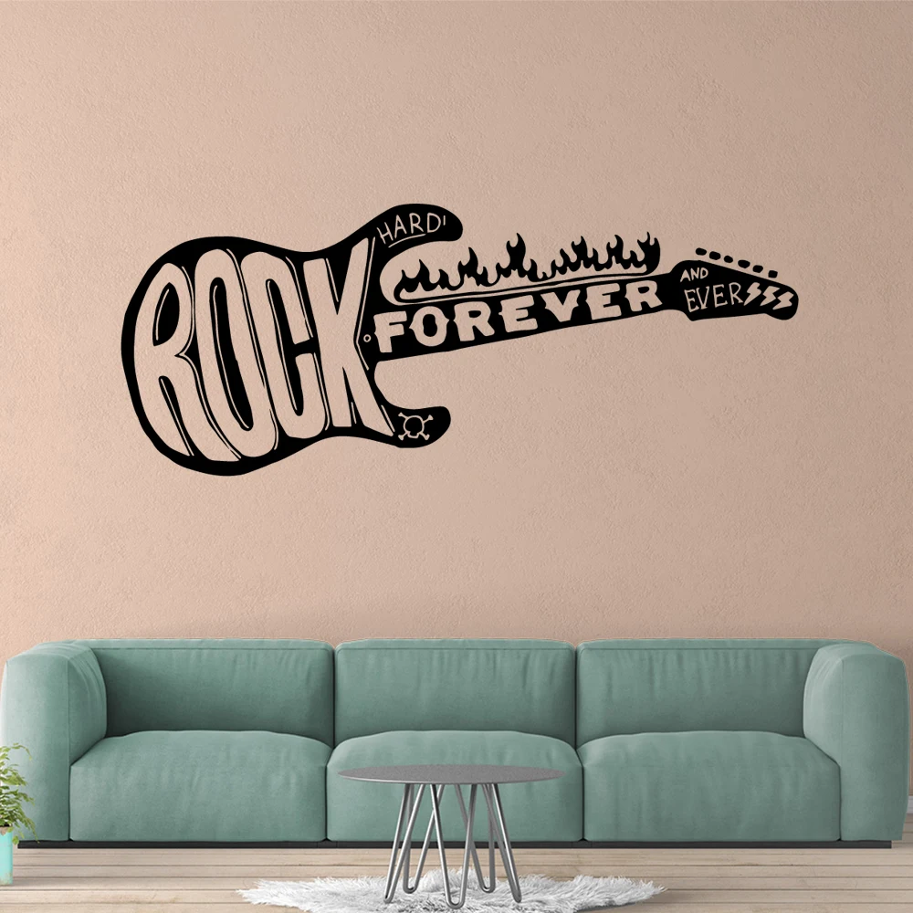 

Fun guitar rock forever Decorative Sticker Waterproof Home Decor For Kids Rooms Nursery Room Decor Vinyl Art Decal