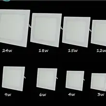 AC110V 220 V Ультра тонкий квадратный Панель, 4 Вт, 6 Вт, 9 Вт, 12 Вт, 15 Вт, 18 Вт, SMD2835 потолочные встраиваемые светильники Светодиодная подсветка панели белый/теплый белый