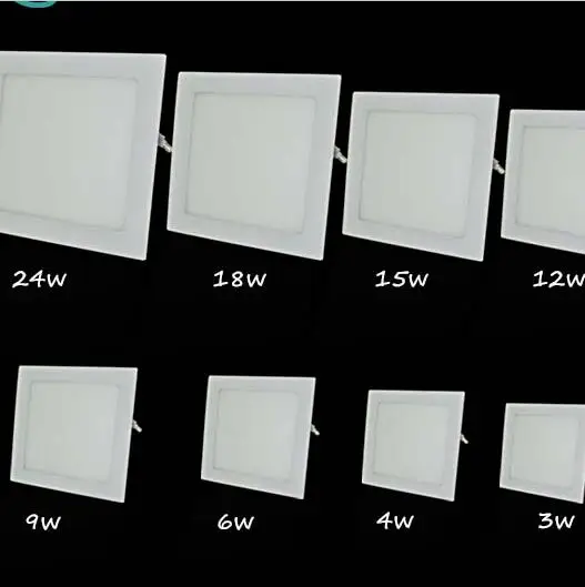

AC110V 220V ultra thin Square Panel 4W 6W 9W 12W 15W 18W SMD2835 recessed ceiling led panel light downlight White / Warm white