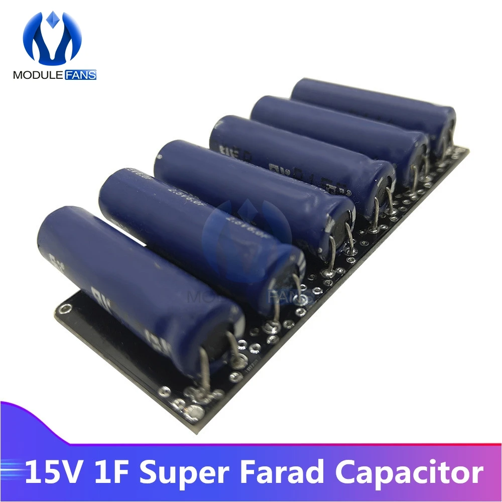

15V 1F Super Farad Capacitors 6PCS 2.5V 6F Super Capacitor with Protection Board Single Row For Car DIY Electronic