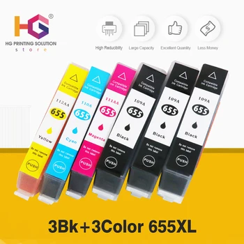 

QSYRAINBOW 6PCS ink Cartridge for Compatible for HP 655 655XL for Deskjet 4615 3525 4620 4625 5525 6520 e-All-in-One Printer